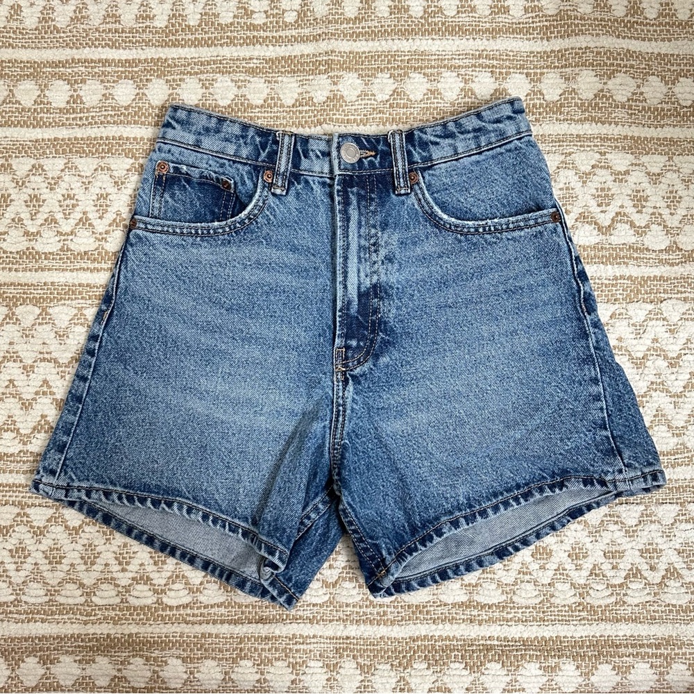 Zara Blue High-Waist Denim Jean Shorts